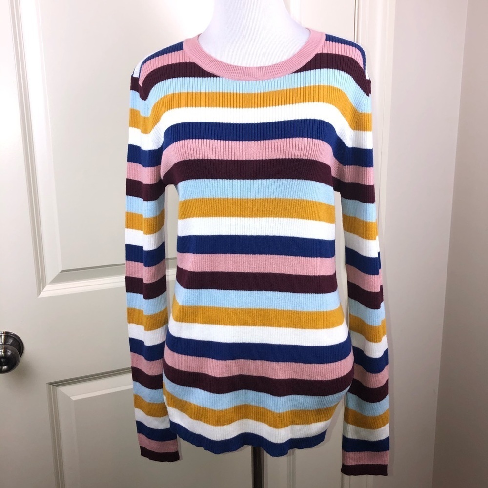 Halogen Striped Ribbed Knit Sweater L - Picture 6 of 16